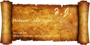 Hohner János névjegykártya